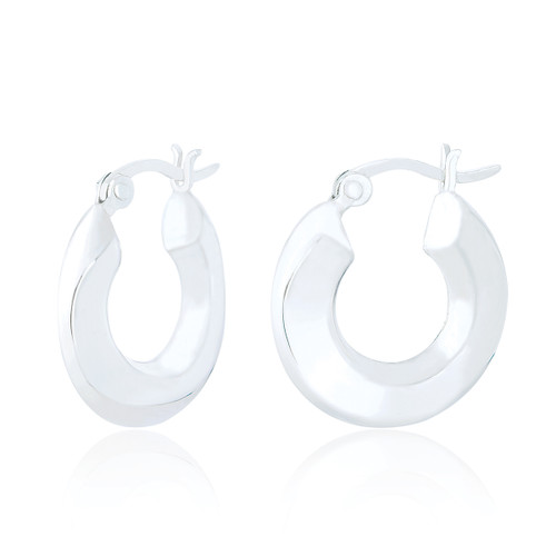 Viva Chubby Creole Hoop Earrings - Silver