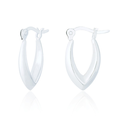 Viva Slim Pointed Creole Hoop Earrings - Silver