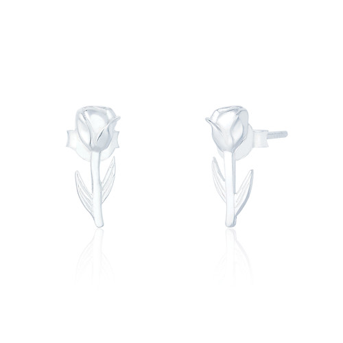 Aloe Rose Stud Earrings - Silver