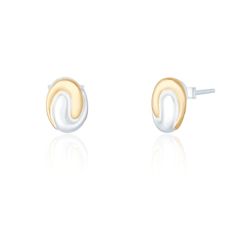 Himari Oval Stud Earrings - Mixed Metal