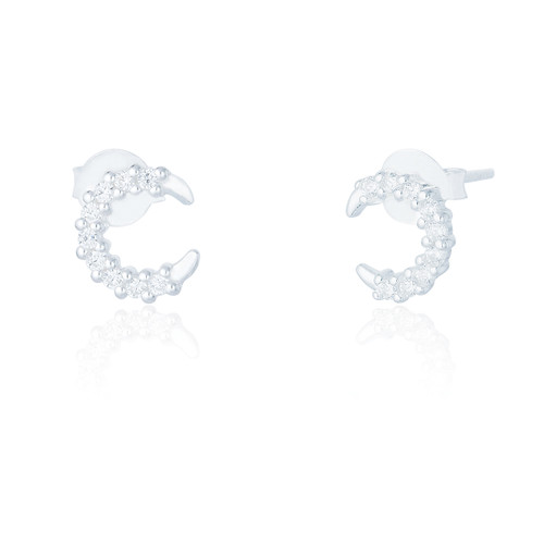Nyx C.Z Moon Stud Earrings - Silver