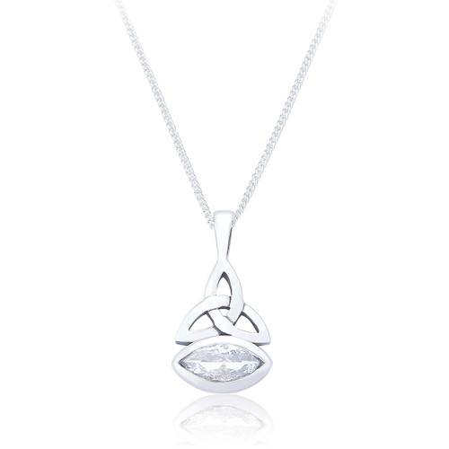 Marsaili Trinity Pendant & Chain - White C.Z