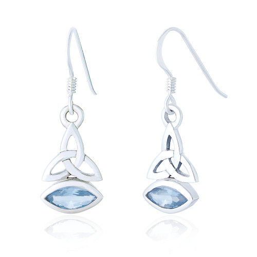Marsaili Trinity Drop Earrings - Aquamarine C.Z