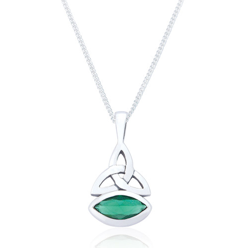 Marsaili Trinity Pendant & Chain - Emerald C.Z
