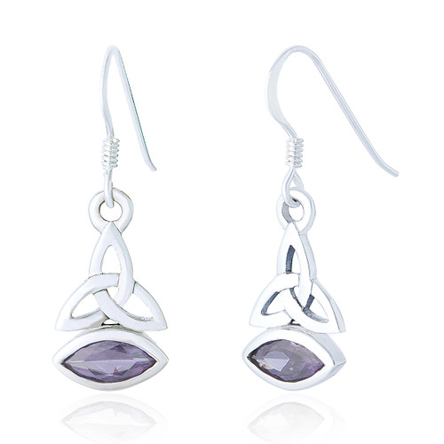 Marsaili Trinity Drop Earrings - Amethyst C.Z