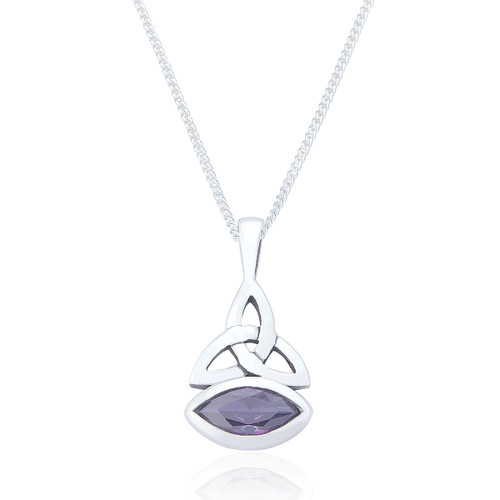 Marsaili Trinity Pendant & Chain - Amethyst C.Z