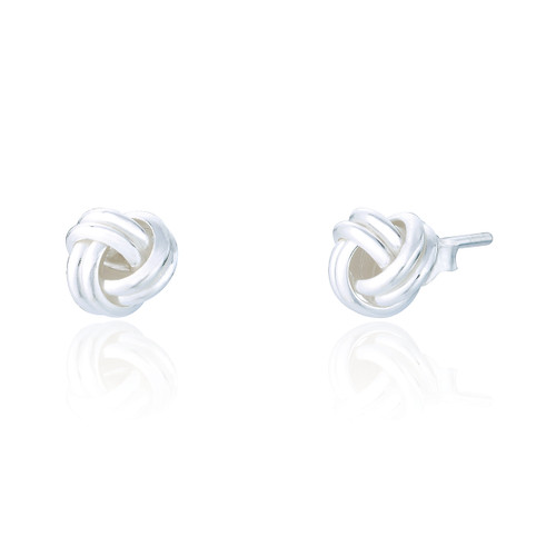 Anthea Double Love Knot Stud Earrings - Silver