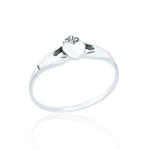 Tegan Claddagh Heart Ring - Silver