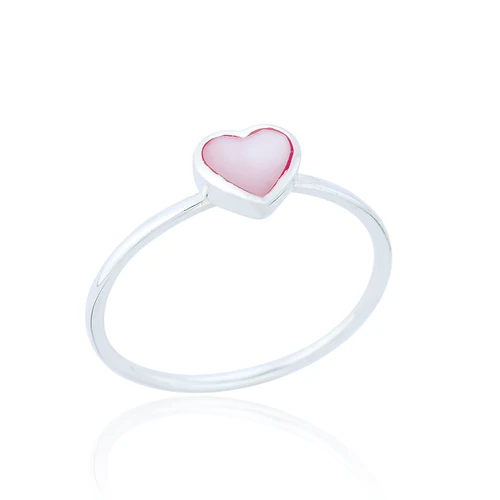 Tegan Heart Ring - Pink Mother of Pearl