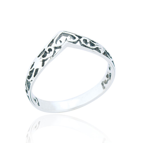 Tegan Celtic Filigree Heart Ring - Silver