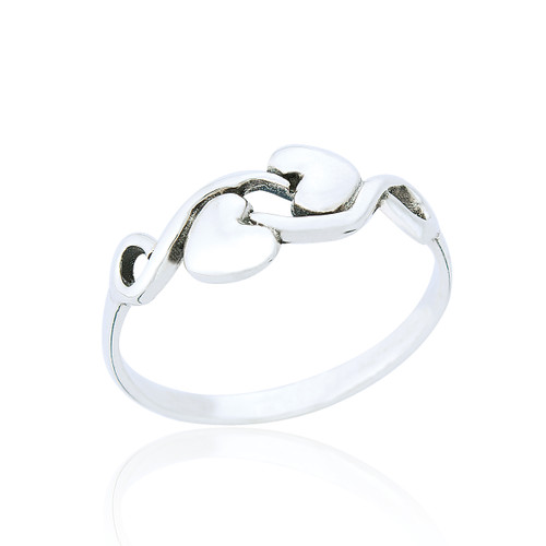 Tegan Heart Vine Ring - Silver