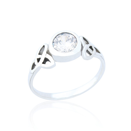 Branwen Celtic Ring - White C.Z