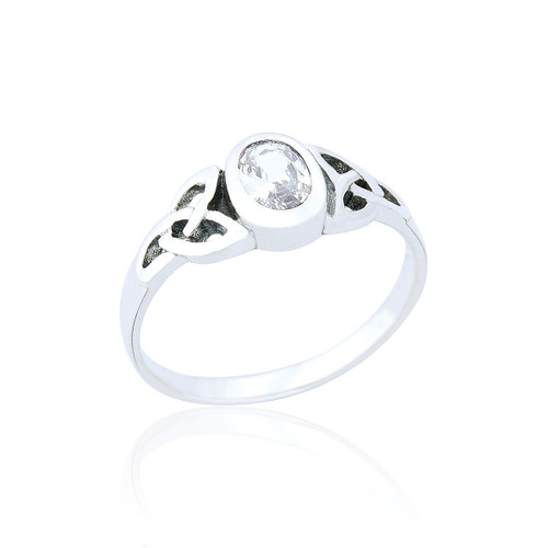 Fenella Celtic Ring - White C.Z