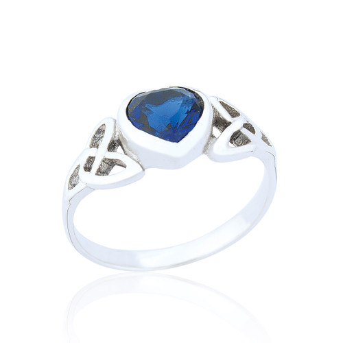 Enfys Celtic Heart Ring - Sapphire C.Z