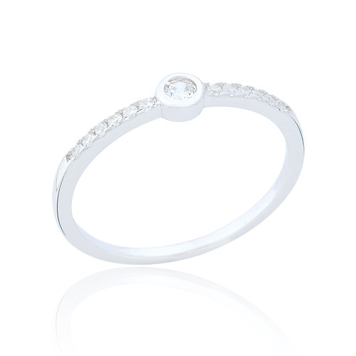 Clio Round C.Z Stacking Ring - Silver
