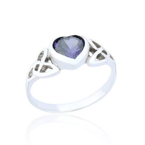 Enfys Celtic Heart Ring - Amethyst C.Z