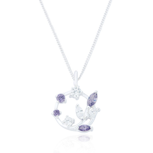 Elara Amethyst C.Z Earrings - Silver