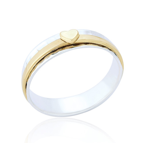 Gemma Heart Spinning Ring - Silver and Brass