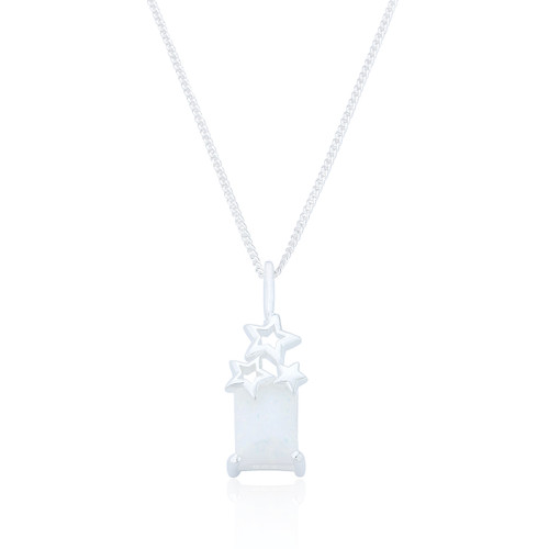 Livia White Opal Star Pendant & Chain - Silver