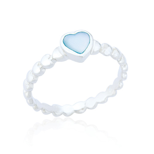 Emile Heart Ring - Blue Mother of Pearl