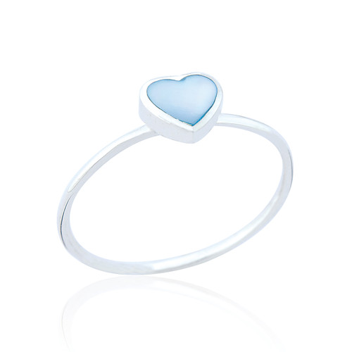 Tegan Heart Ring - Blue Mother of Pearl