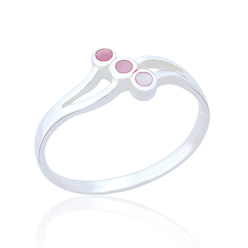 Lira Three Stone Ring - Pink Mother of Pearl
