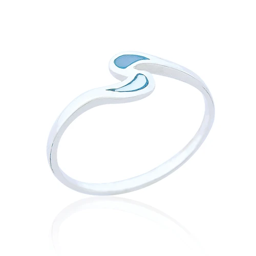 Lira Double Teardrop Ring - Blue Mother of Pearl