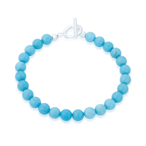 Gaia Turquoise T-Bar Bracelet - Silver