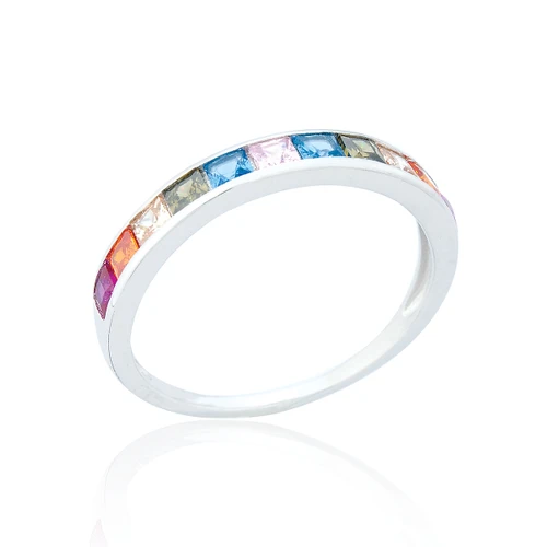 Esme Rainbow C.Z Square-Cut Ring