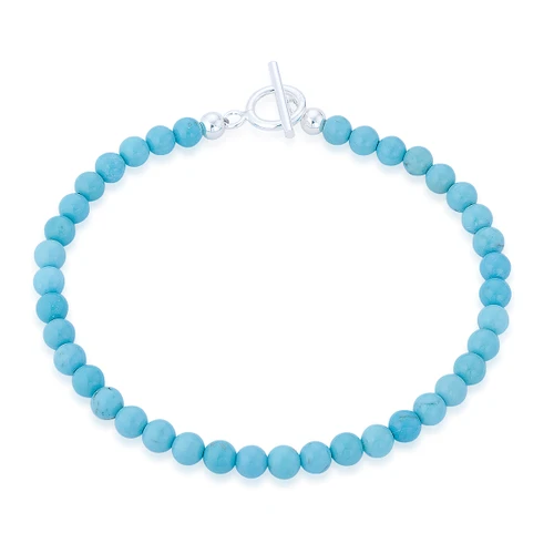 Gaia 5mm Turquoise T-Bar Bracelet - Silver