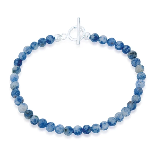 Gaia 5mm Sodalite T-Bar Bracelet - Silver
