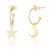 Adelie Moon & Star Hoop Earrings - Gold Plate