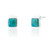 Liga Square Turquoise Stud Earrings - Silver