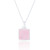 Liga Square Rose Quartz Pendant & Chain - Silver