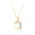 Thea Mother of Pearl & Enamel Square Pendant & Chain - Gold (Turquoise)