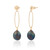 Seraphine Black Pearl Single Drop Earrings - Gold
