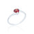 Ticia Ruby C.Z Claw Set Heart Ring - Silver