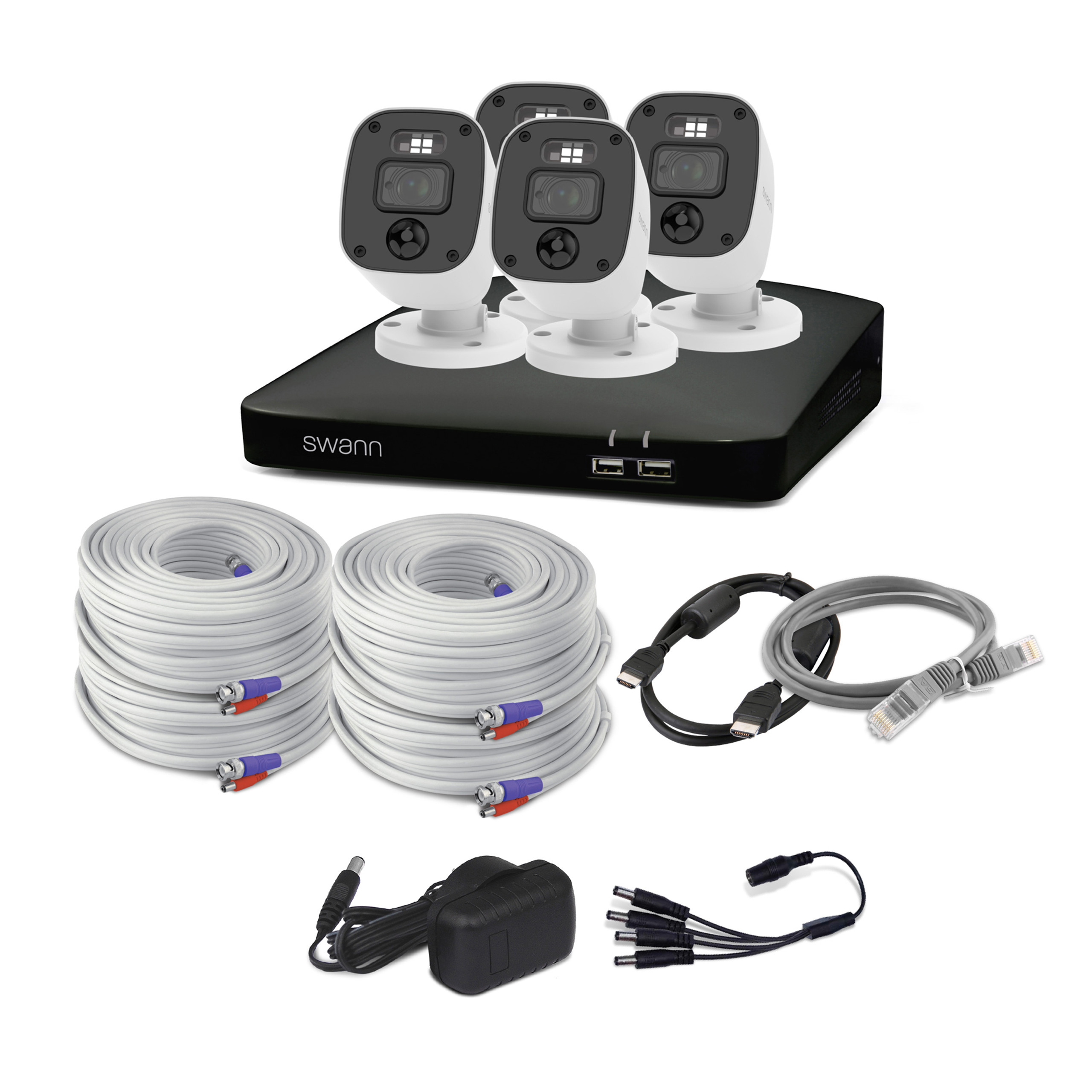 Swann セキュリティシステム SWDVK-445804WL-JP　カメラ4台 Amazon.co.jp: Swann 警告ライト搭載防犯カメラ 1080p フルHD