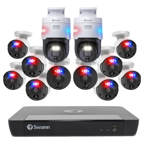 【防犯カメラ】4台セットSwann 16CH NVR 4TB システム 12MPカメラ 12台セット SONVK-1690010B2PT