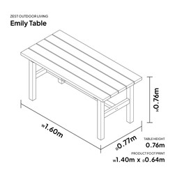 Wooden Garden Table | Emily Table