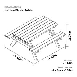 Katrina Picnic Table Set | Wooden 6 Seater
