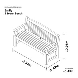 Emily 3 Seater Garden Bench (5ft)