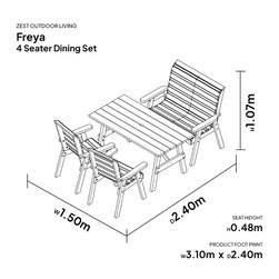 Freya 4 Seater Outdoor Dining Set | Garden Dining Set