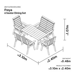 Freya 6 Seater Dining Set | Garden Dining Set