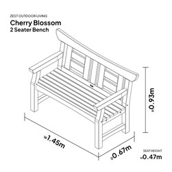 Cherry Blossom Garden Bench dimensions
