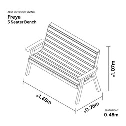 Freya 3 Seater Garden Bench