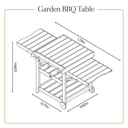 Garden BBQ Table by Zest - dimensions