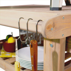 Grand Outdoor Cooking Station | Large Mobile BBQ & Pizza Oven Table corner
