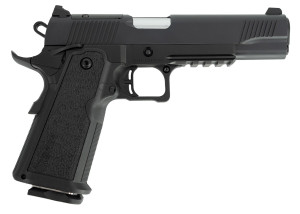 Tisas 1911 Duty DS 9mm Luger 17+1, 5" Black Steel Barrel, Black Serrated Steel Slide, Black Cerakote Steel Frame w/Beavertail & Picatinny Rail, Black Overmolded Grip, Ambidextrous Tisas 1911 Duty DS 9mm Luger 17+1, 5" Black Steel Barrel, Black Serrated Steel Slide, Black Cerakote Steel Frame w/Beavertail & Picatinny Rail, Black Overmolded Grip, Ambidextrous