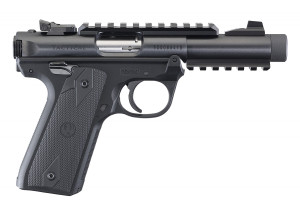 Ruger Mark IV 22/45 Tactical 22 LR 10+1 4.40" Steel/Threaded Barrel, Blued Slide, Black Checkered 1911-Style Panel Grip, Features Top & Bottom Picatinny Rails Ruger Mark IV 22/45 Tactical 22 LR 10+1 4.40" Steel/Threaded Barrel, Blued Slide, Black Checkered 1911-Style Panel Grip, Features Top & Bottom Picatinny Rails